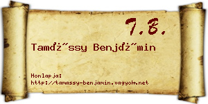 Tamássy Benjámin névjegykártya