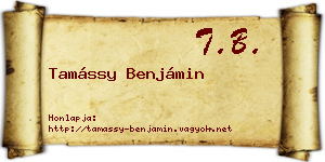 Tamássy Benjámin névjegykártya